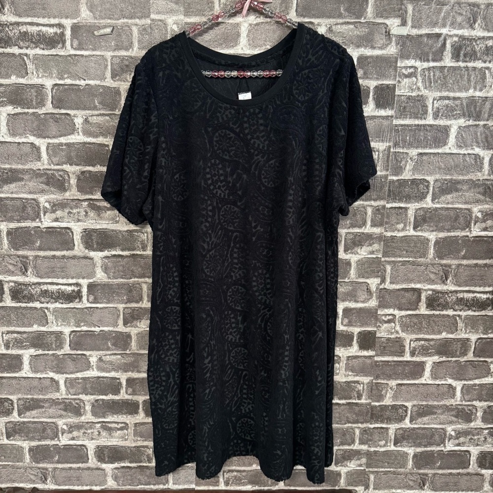 NWT Swimsuits for All swimsuit coverup dress black embossed velour floral print
